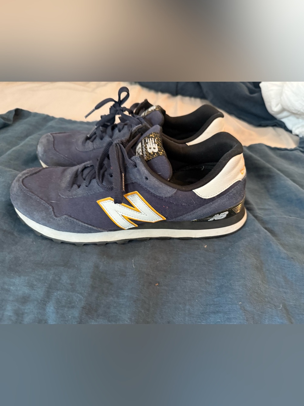 New Balance 515 Navy Sneakers with Yellow Accents - Men's Casual